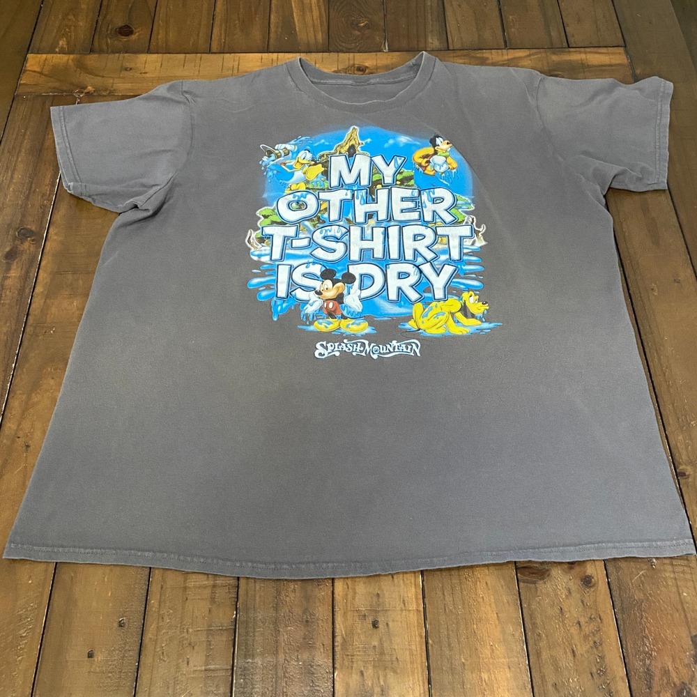 Vintage Disney World Splash Mountain Shirt Adult XL Grey My Other T-Shirt Is Dry
